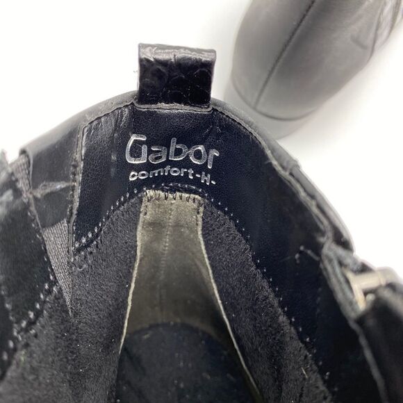 NWB GABOR Comfort Black Leather Ankle Boots Low Heel Back Zip US 8H Wide Fit - Picture 8 of 12